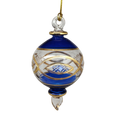 Etched Sphere Glass With Gold Accents - Cobalt