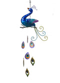 Metal & Fused Glass Peacock Wind Chime - Cobalt