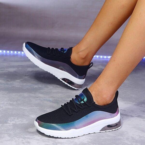 Modern Colorful Cool Sneaker Womens Lace Up Vulcanized Shoes Casual Flat Comfort Walking Running Shoes Light Mesh Tennis Casual Sneakers Fashion Design For Women