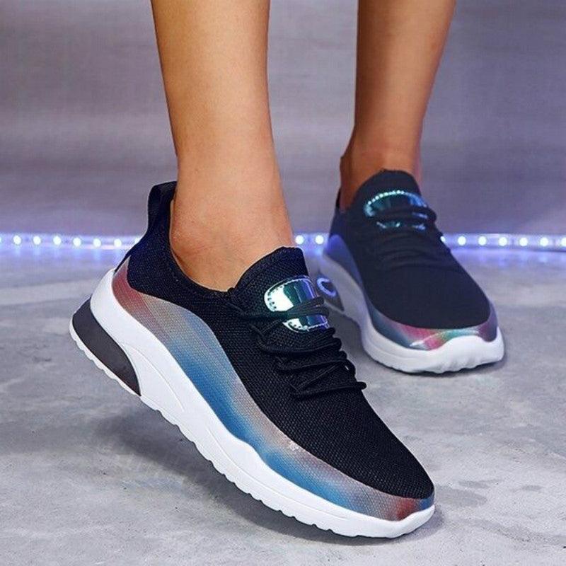 Modern Colorful Cool Sneaker Womens Lace Up Vulcanized Shoes Casual Flat Comfort Walking Running Shoes Light Mesh Tennis Casual Sneakers Fashion Design For Women
