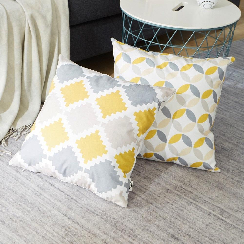 Modern Geometric Decorative Geometric Pillow Cushion Cases Outdoor Square Yellow Decorative Pillow Covers For Couch Bedroom Pillow Cases Cushion Covers