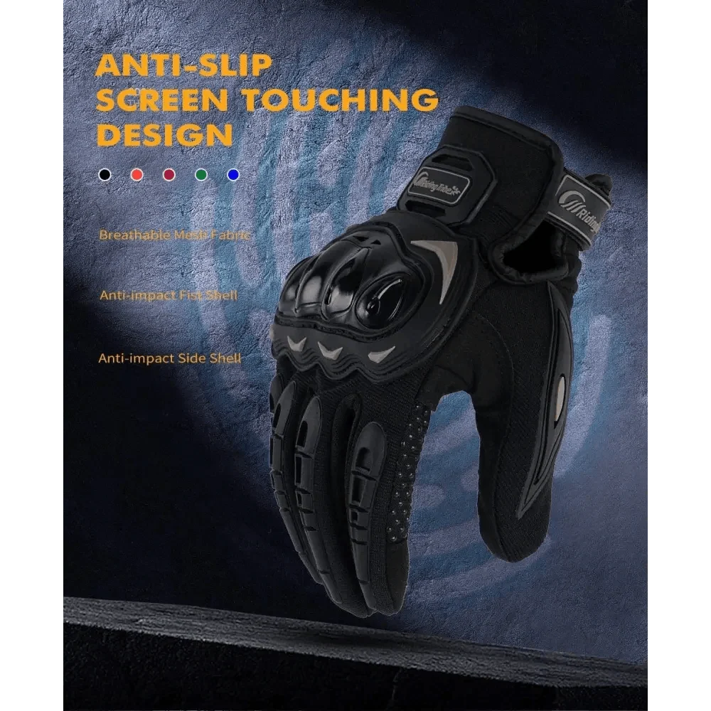 Motorcycle Breathable Glove Strong PVC Touch Screen Full Finger Motorbike Racing Riding Bicycle Summer Gloves