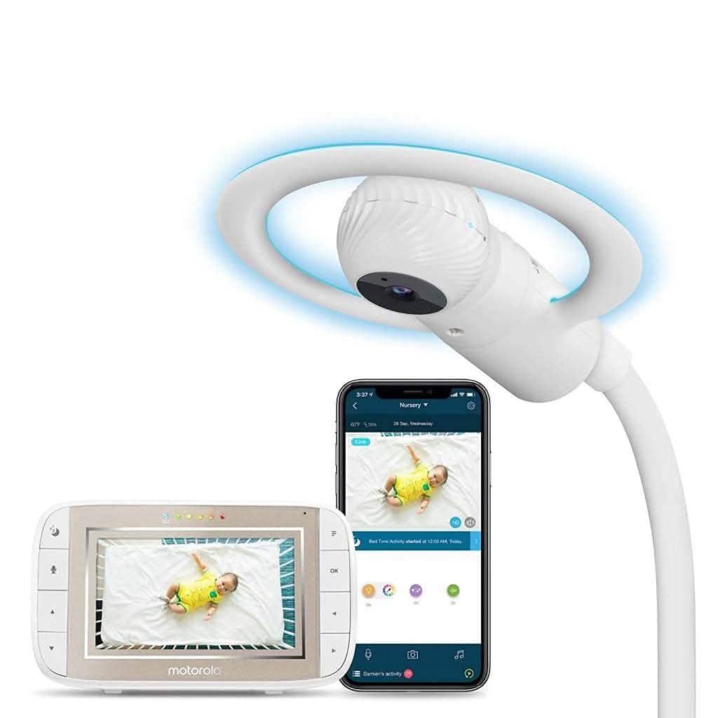 Motorola Halo+ Video Baby Monitor - Infant Wi-Fi Camera with Overhead Crib Mount - 4.3-Inch Color Screen with Infrared Night Vision and Intercom (Refurbished)
