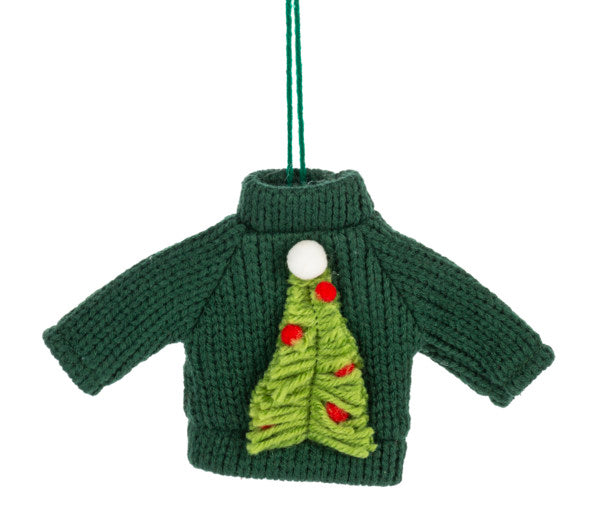 Knit Christmas Sweater Ornament -  Red