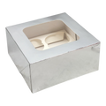 Bakery Box - 4 Cup Cakes or Cookies - Silver Foil