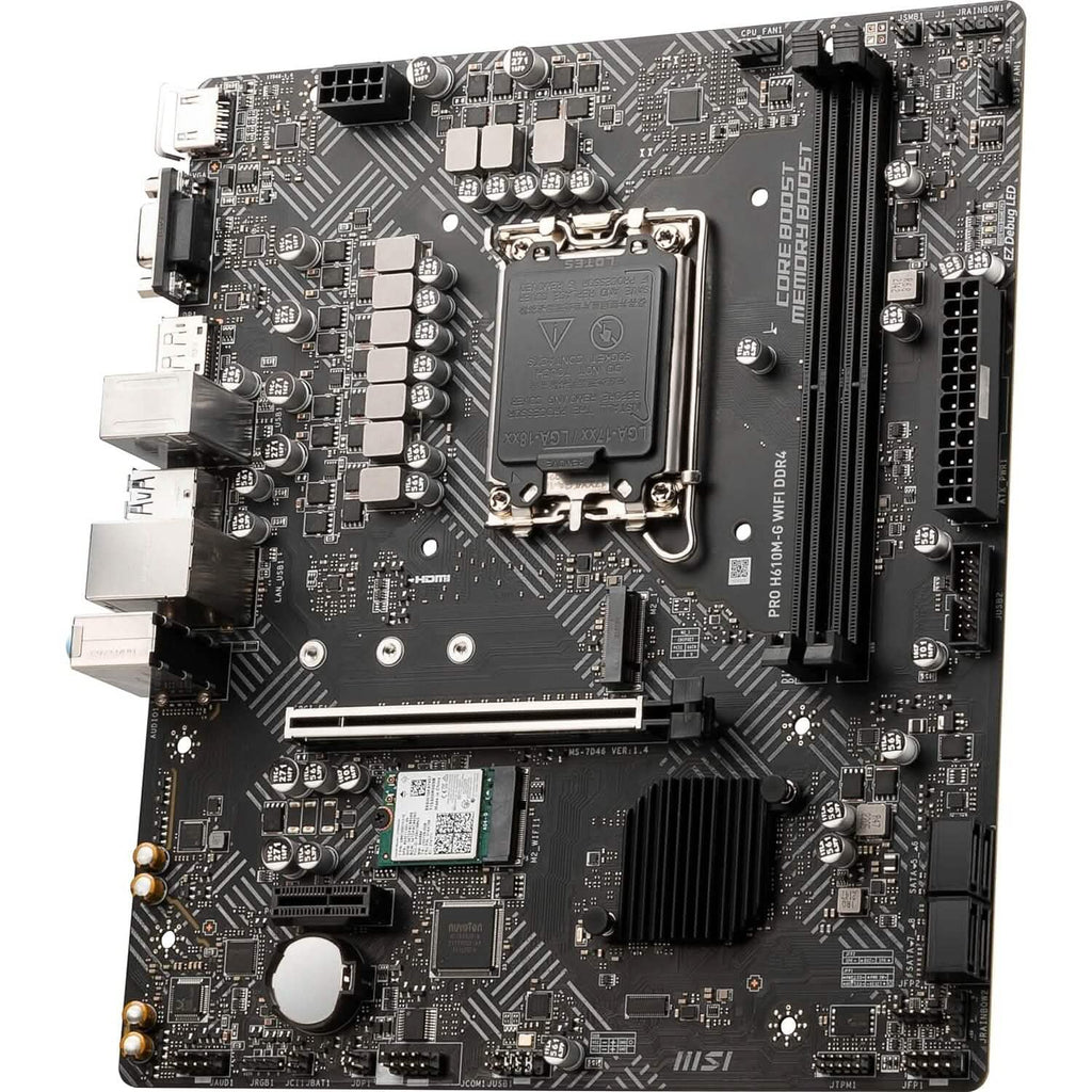 MSI PRO H610M-G WiFi DDR4 ProSeries Motherboard (mATX, 12th/13th Gen Intel Core, LGA 1700 Socket, DDR4, PCIe 4, 2.5G LAN, M.2 Slots, USB 3.2, Wi-Fi 6)  (Refurbished)