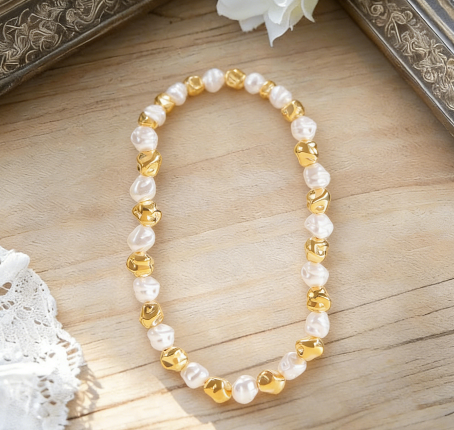 Light Luxury Irregular Metal & Faux Pearl Necklace