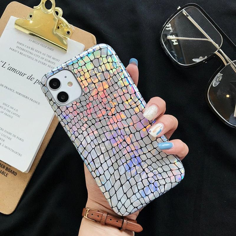 Multicolored Crocodile Texture Soft Silicone Phone Case For iphone 14 Mini 13 Pro Snake Skin Pu Leather Cover Mobile Phone Case Snake Skin Print Pattern Thin Leather Back Cover Protective Case For iPhone