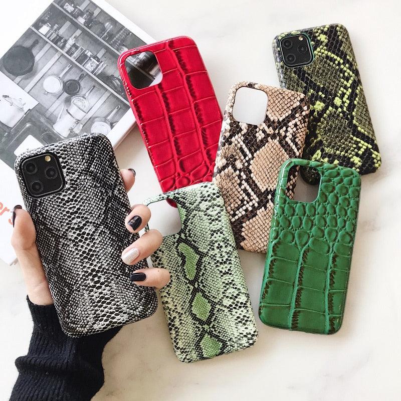 Multicolored Crocodile Texture Soft Silicone Phone Case For iphone 14 Mini 13 Pro Snake Skin Pu Leather Cover Mobile Phone Case Snake Skin Print Pattern Thin Leather Back Cover Protective Case For iPhone