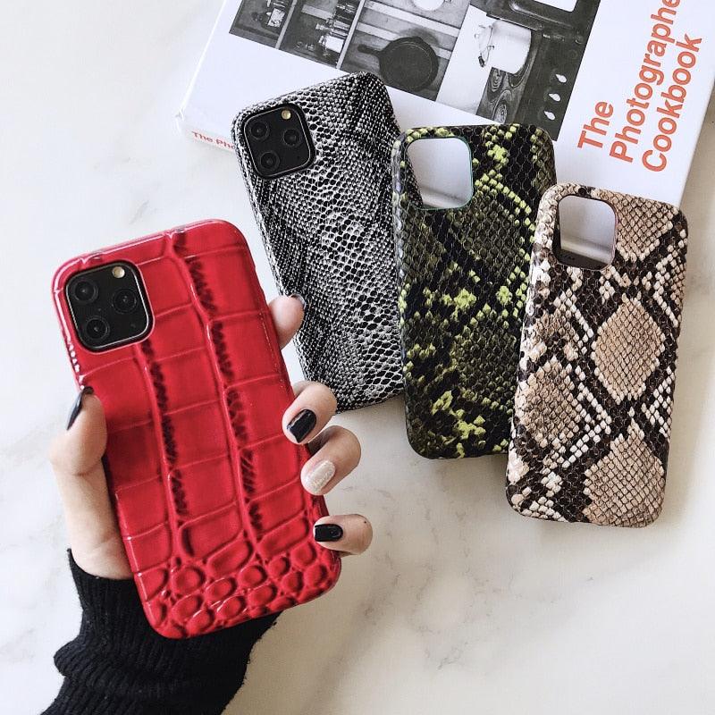 Multicolored Crocodile Texture Soft Silicone Phone Case For iphone 14 Mini 13 Pro Snake Skin Pu Leather Cover Mobile Phone Case Snake Skin Print Pattern Thin Leather Back Cover Protective Case For iPhone