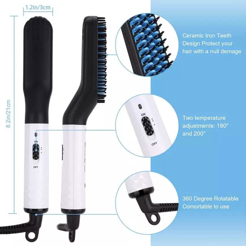 Multifunctional Beard Straightener for Men Electric Hot Hair Straightening Comb