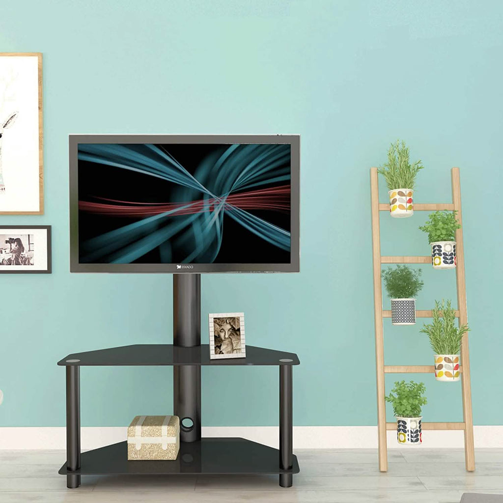 Multifunctional Tempered Glass Metal Frame Floor TV Stand