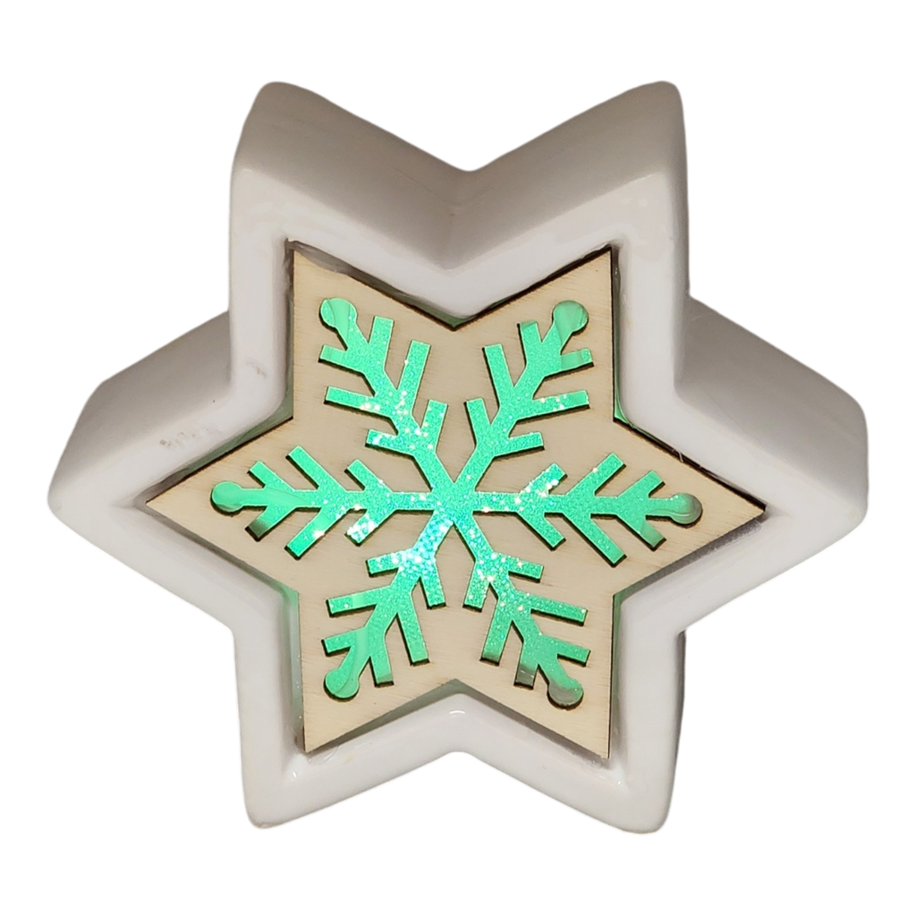 Color Changing Dolomite & Wood Decor - Snowflake