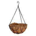 Black Metal Wire Hanging Basket with Coco Mat Liner - 12-Inch Diameter