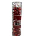 9 Tiny Metallic Bows In A Tube - White Pearlized/Red Metallic
