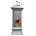 Lighted Spinning Water Lantern with Winter Scene With Single Cardinal
