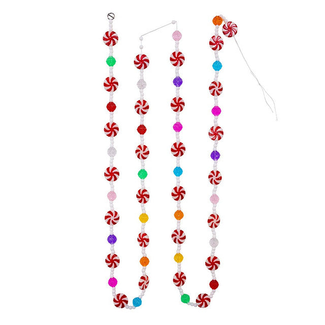 Multi-Color Candy With Peppermint Rounds Garland