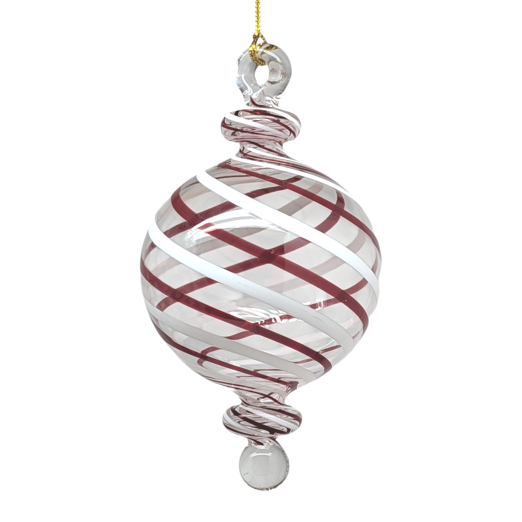 Peppermint Striped Ball Glass Ornament