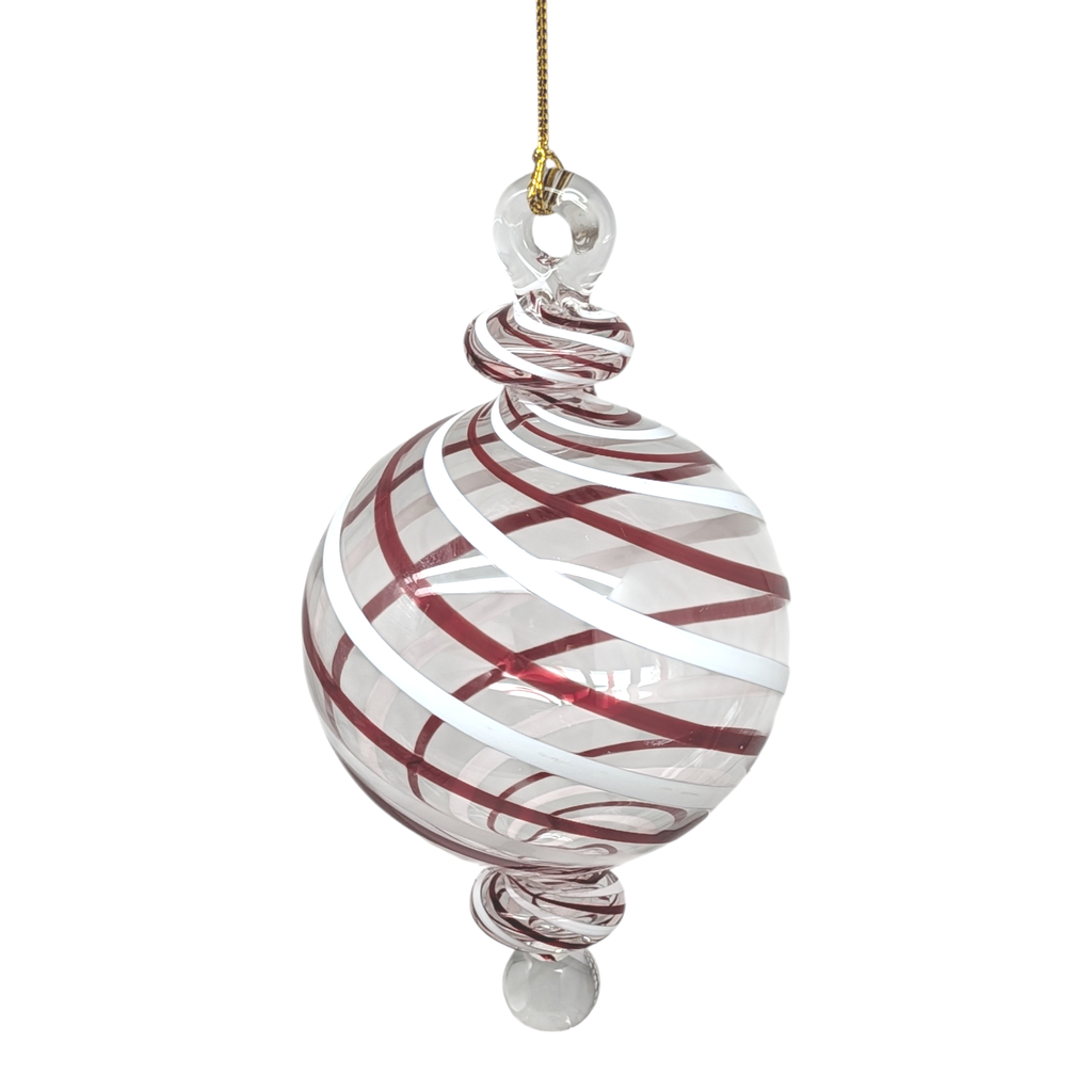 Peppermint Striped Ball Glass Ornament