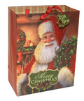 Traditional Large Handmade Gift Bags - Glittered Santa