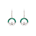 Green Malachite Sterling Silver Claddagh Drop Earrings