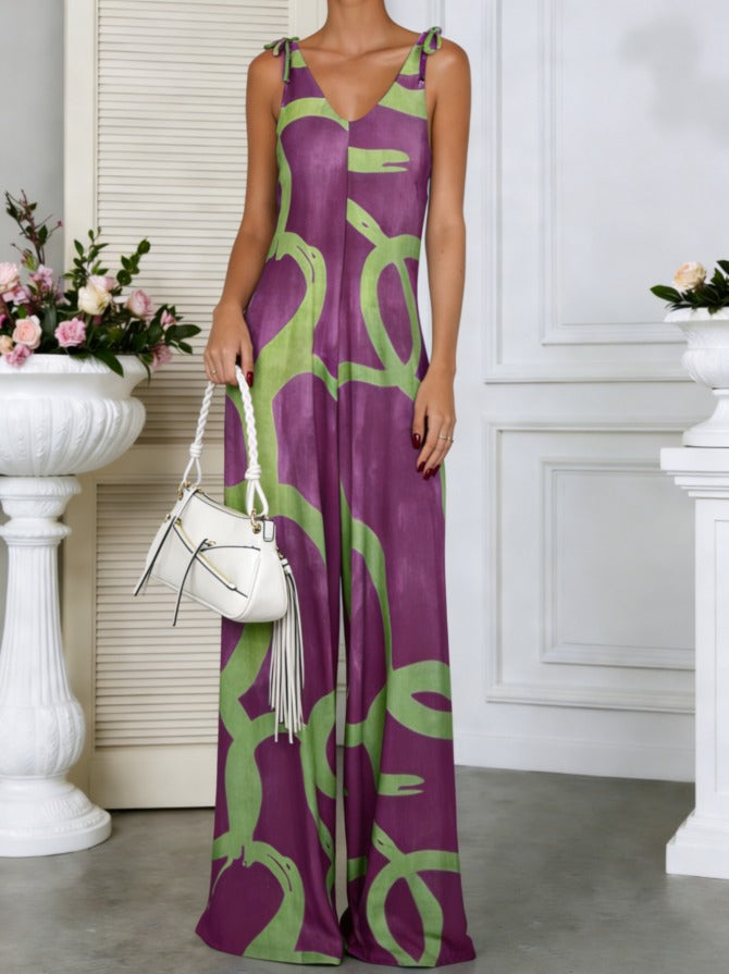 Floral Print Sleeveless Wide-Leg Jumpsuit