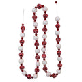 Red and White Frosted Beaded Garland