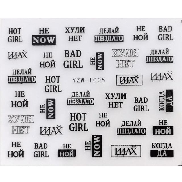Nail Stickers for Manicure Nail Sticker Sliders For Nails Decal Self-adhesive Nails Figures Transfer Black Accessories Sliders Manicure Decoration 3D Nail Supplies Holographic Decals Transfer Sliders Nail Design Manicures Nail Self-Adhesive Sticker