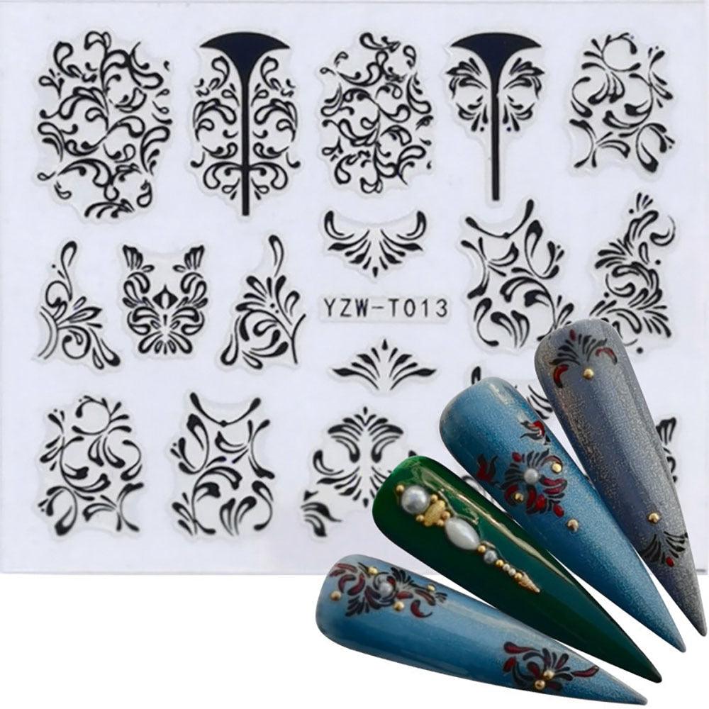 Nail Stickers for Manicure Nail Sticker Sliders For Nails Decal Self-adhesive Nails Figures Transfer Black Accessories Sliders Manicure Decoration 3D Nail Supplies Holographic Decals Transfer Sliders Nail Design Manicures Nail Self-Adhesive Sticker