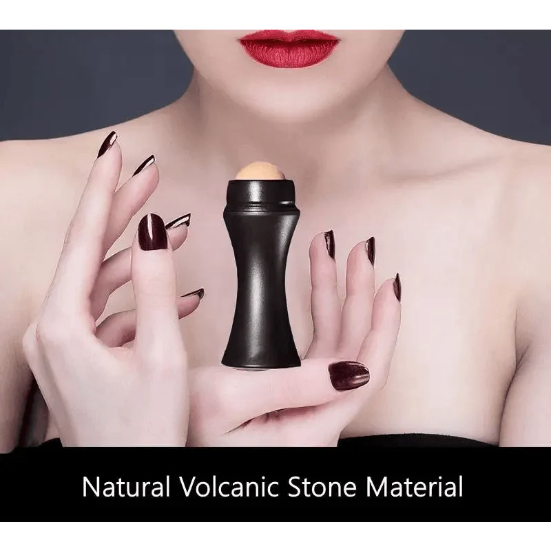 Natural Reusable Oil Resistant Facial Tool Roller Oil Control Rolling Stone Women Makeup Face Skin Care Tool Facial Cleaning Oil Absorption Roller On Ball Suitable for Traveling At Home Or Going Conduct For Facial Massage