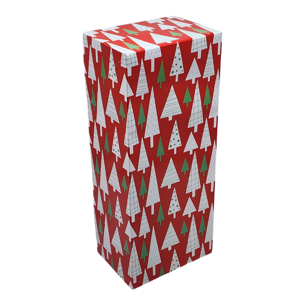 Slipper Gift Box - set of 2 - Red with Trees