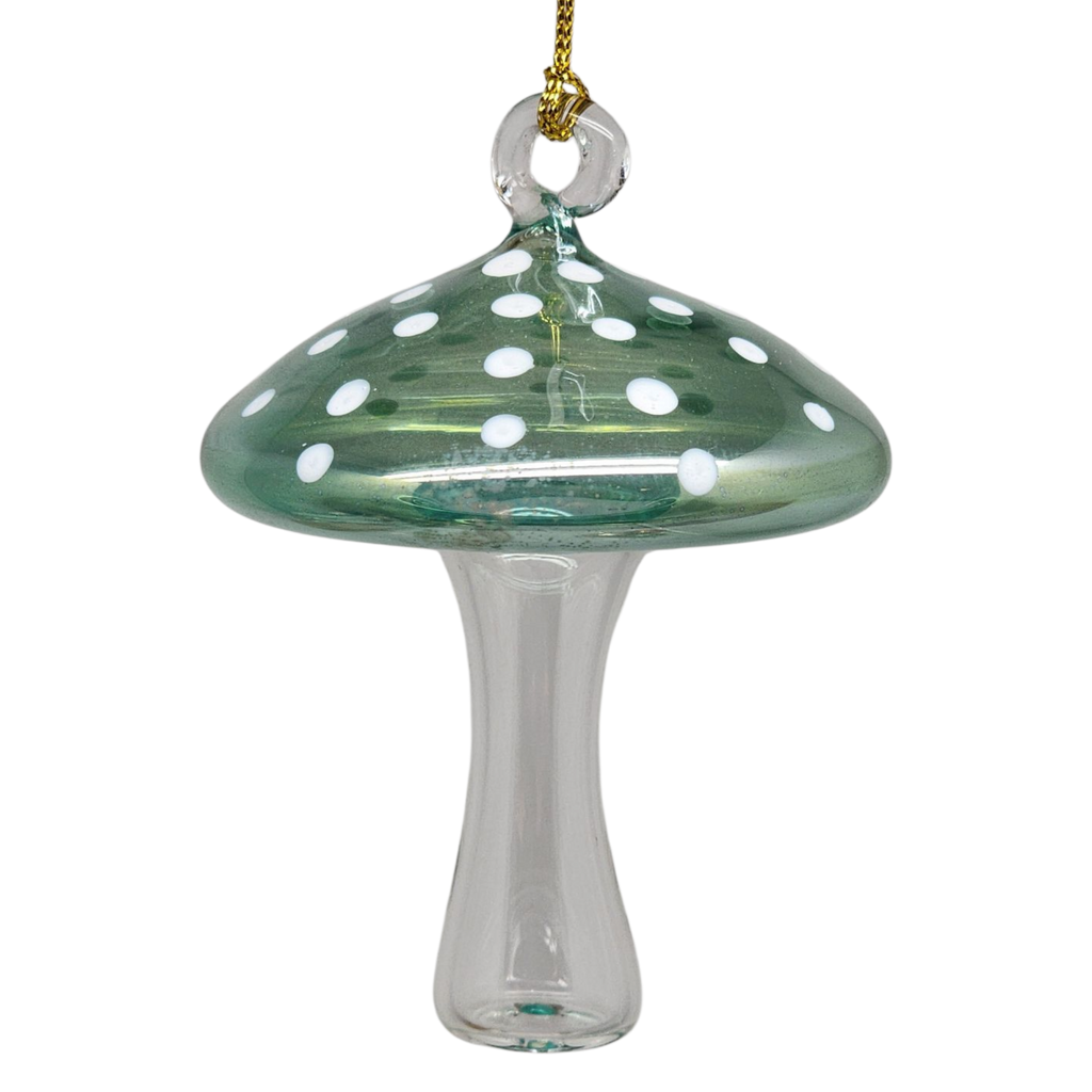 Egyptian Blown Glass Ornament - Mushroom - Green
