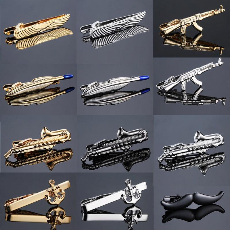 Necktie Tie Clip Feather Mustache Tie Clip Quality Men Unique Tie Clip Glasses Scissors Necktie Pin Beautiful Designs Necktie Clip Tie Clip Men Luxury Vintage Tie Clips