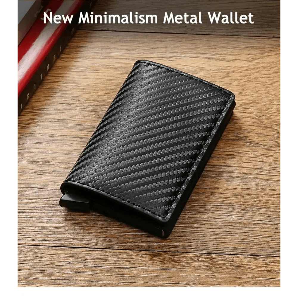 New Carbon Fiber Card Holder Wallets Luxury Men  Black Magic Leather Cool Slim Mini Wallet Small Money Bag Male Purses Magnet Closure Wallet