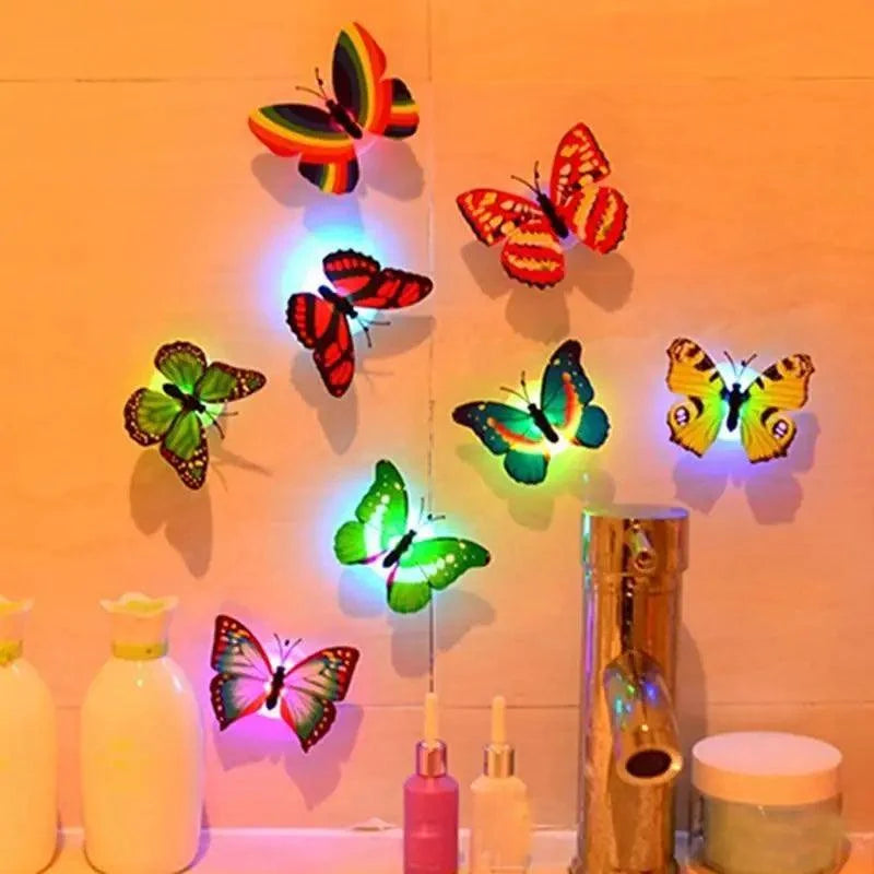New Dazzling Colorful Luminous Butterfly LED Night Light Wedding Decorative Lamp Stickers Children Small Gifts TOYS game Battery Operated