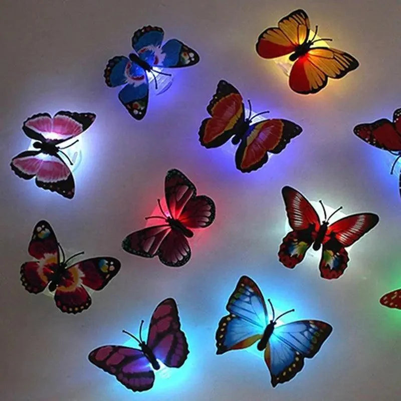 New Dazzling Colorful Luminous Butterfly LED Night Light Wedding Decorative Lamp Stickers Children Small Gifts TOYS game Battery Operated