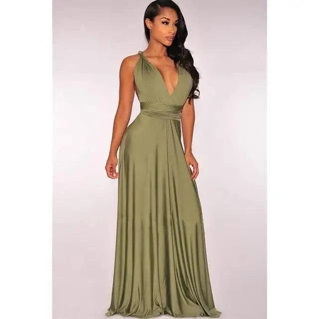New Fashion Boho Women Multiway Wrap Convertible Maxi Club Red Dress Bandage Long Dress Party Dresses For Women