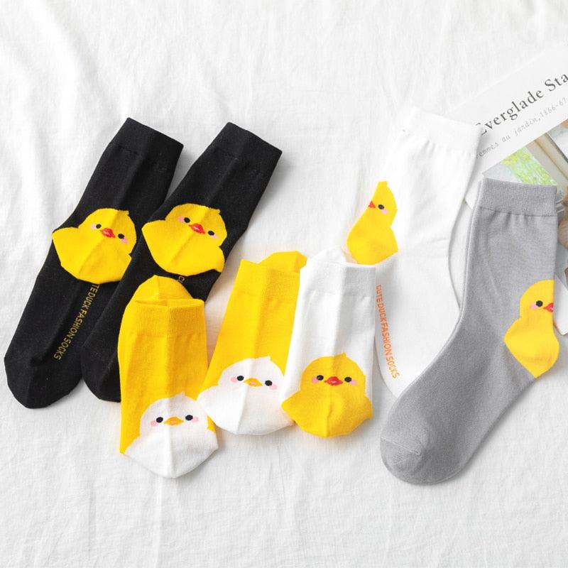 New Fashion Cartoon Socks Animal Print Ducks Cute Socks Cute Pure Cotton Short Socks Funny Duck Casual Socks For Men And Women