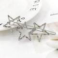 New Fashion Girl Love Five-pointed Star Alloy Clip Bangs Clip Adult Simple Hollow Crystal Hairpin Hair Clip Metal Alloy Barrettes Hair Accessories for Party Wedding