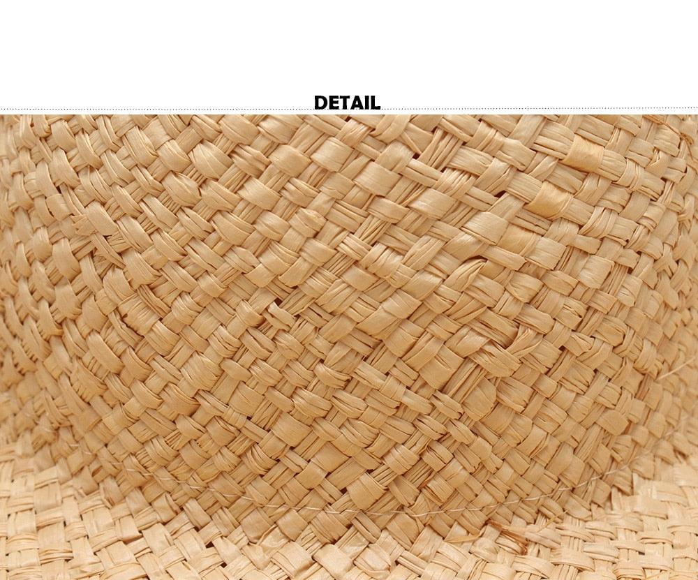 New Handmade Women Straw Sun Hats Large Wide Flat Top Wide Hat Beach Hat Lady Holiday Sun Protection Hat Girls Quality Natural Outdoor Sun Caps For Holiday Vintage Design Hat