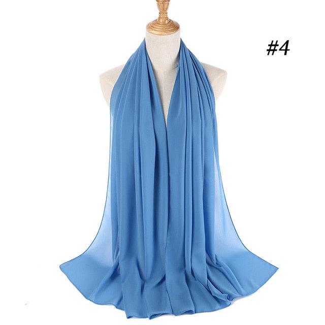 New Long Solid Colorful Soft Chiffon Hijab Elegant Scarf Wrap Lightweight Islamic Head Wear Escharpe Shawls Headband Stole Muslim Hijabs Wrap Headscarf Scarves Colors For Women