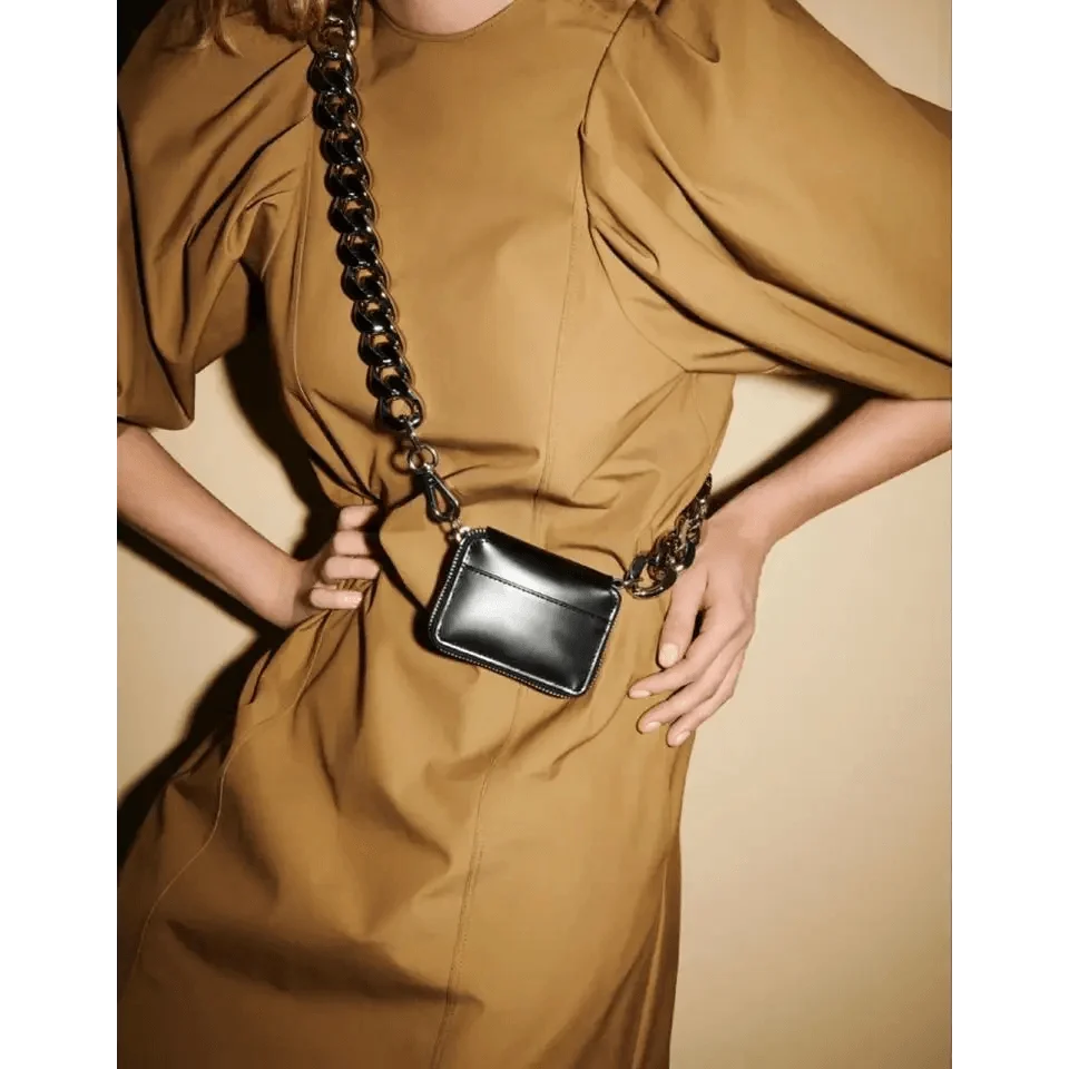 New Sparkling Thick Metal Chain Shoulder Bag Bike Wallet, Mini Bag, Coin Purse. Fashionable Women Pack Leather Crossbody Bags