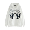 New Trendy Vintage Hip Hop Streetwear Women Hoodies Angel Dark Print Zipper Jacket Coat Hooded Top Clothes Men Women Punk Outwear