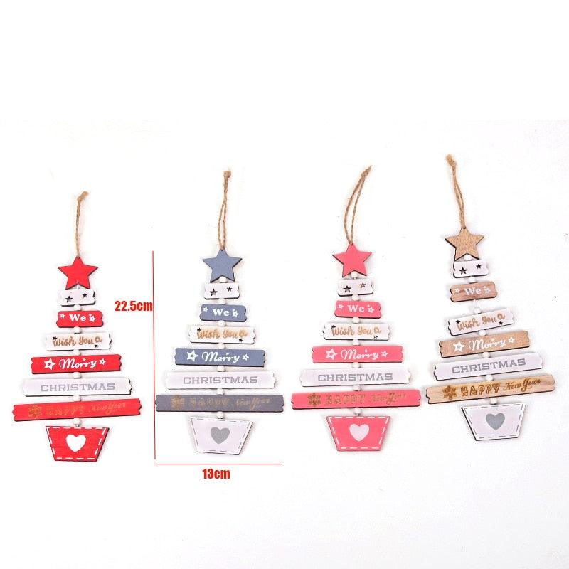 New Year Christmas Tree Bell Pendant Christmas Wooden Hanging Ornaments Letter Pendant Wooden Tree Decorations Star Bird Bow-Knot Letter Bells Design Wooden Hanging Decor For Christmas Tree Wind Wooden Hanging Gift Home Festival Decoration Accessories