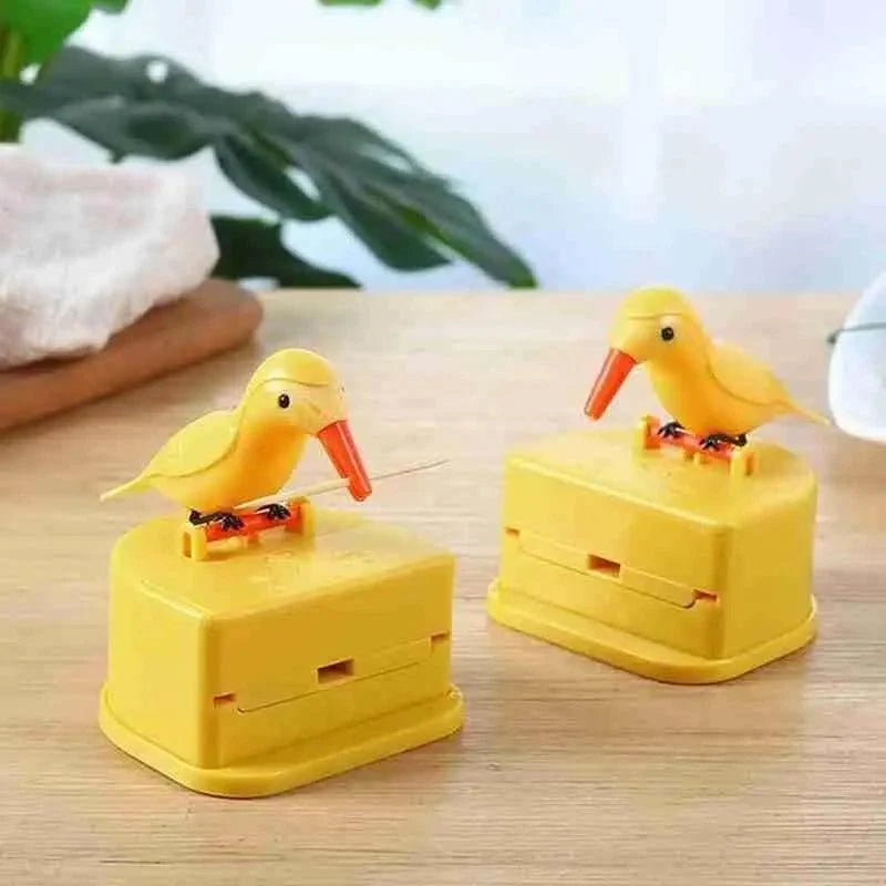 New Yellow Small Bird Toothpick Container Automatic Toothpick Dispenser Toothpick Holder Home Decoration Kitchen Accessories
