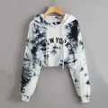 New York Graphic Tie-Dye Cropped Hoodie