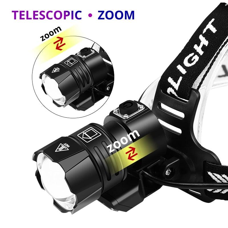 Newest  Waterproof XHP199 16-Core Super Bright Powerful Lantern Headlamp XHP110 LED USB  Flashlight XHP50 Headlight Rechargeable 18650 Zoom Torch Light