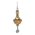 Blown Glass Twisted Chandelier Ornament with Crystal Dangle - Yellow