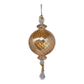 Egyptian Glass Amber Globe with Crystal Drop Ornament