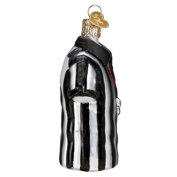Referee Shirt Glass Ornament